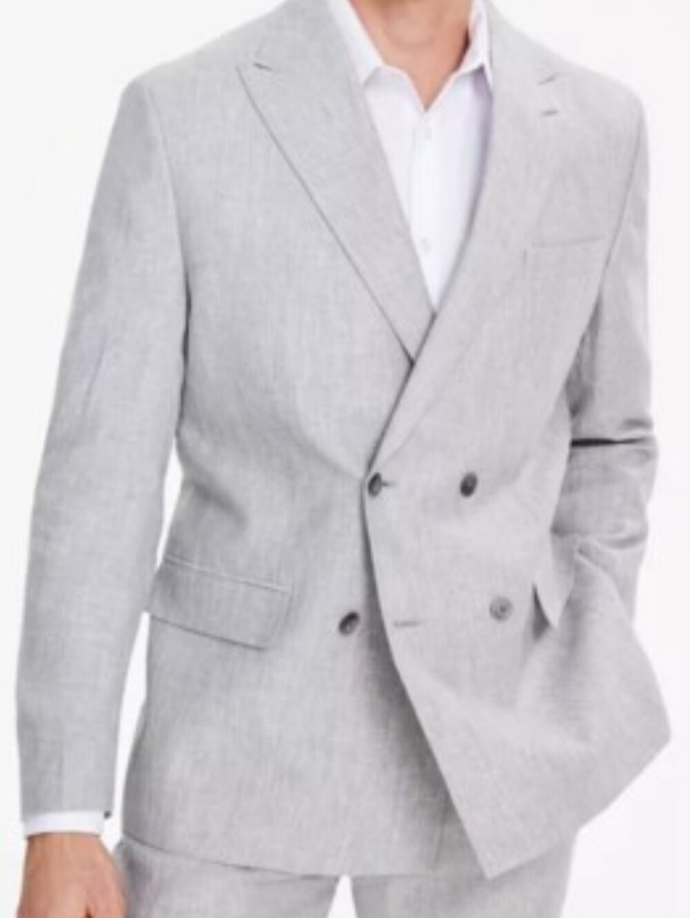 Tommy Hilfiger Wilfred Light Gray Linen Double-Breasted SportsCoat Size 44R